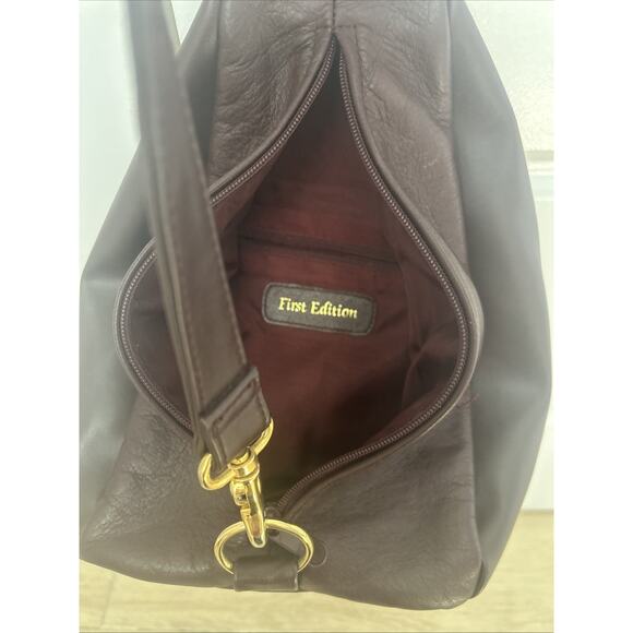 First Edition Brown Leather Shoulder Bag - Picture 4 of 6